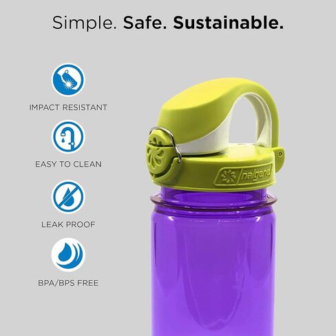 زجاجة مياه Nalgene Sustain Tritan خالية من مادة BPA للأطفال مصنوعة من مواد مشتقة من 50% من النفايات البلاستيكية، مانعة للتسرب، متينة، خالية من BPA، صديقة للحلقة، قابلة لإعادة الاستخدام، 12 أونصة in Saudi Arabia