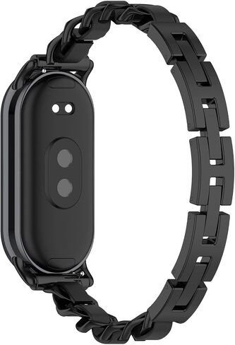MOTONG متوافق مع سوار Xiaomi Mi Band 8 البديل - حزام معصم بديل من الفولاذ المقاوم للصدأ متوافق مع Xiaomi Mi Band 8 (أسود من الفولاذ المقاوم للصدأ) in Saudi Arabia