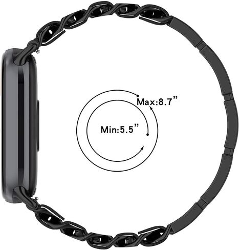 MOTONG متوافق مع سوار Xiaomi Mi Band 8 البديل - حزام معصم بديل من الفولاذ المقاوم للصدأ متوافق مع Xiaomi Mi Band 8 (أسود من الفولاذ المقاوم للصدأ) in Saudi Arabia