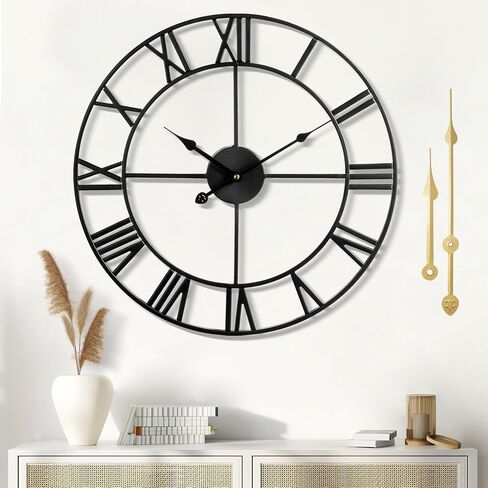 Large Wall Clock for Living Room Decor - 40CM Silent Non-Ticking Metal Wall Clocks Battery Operated, Vintage Decorative Modern Wall Clock for Bedroom, Kitchen, Office, Farmhouse Decor in Saudi Arabia
