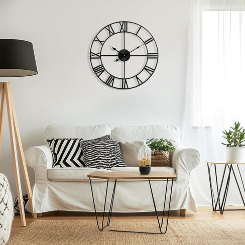 Large Wall Clock for Living Room Decor - 40CM Silent Non-Ticking Metal Wall Clocks Battery Operated, Vintage Decorative Modern Wall Clock for Bedroom, Kitchen, Office, Farmhouse Decor in Saudi Arabia