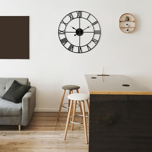 Large Wall Clock for Living Room Decor - 40CM Silent Non-Ticking Metal Wall Clocks Battery Operated, Vintage Decorative Modern Wall Clock for Bedroom, Kitchen, Office, Farmhouse Decor in Saudi Arabia
