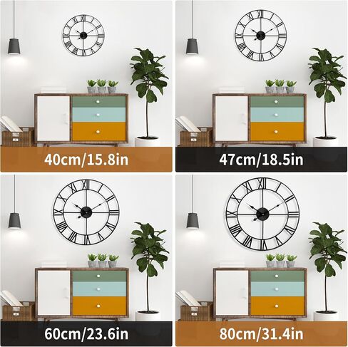 Large Wall Clock for Living Room Decor - 40CM Silent Non-Ticking Metal Wall Clocks Battery Operated, Vintage Decorative Modern Wall Clock for Bedroom, Kitchen, Office, Farmhouse Decor in Saudi Arabia