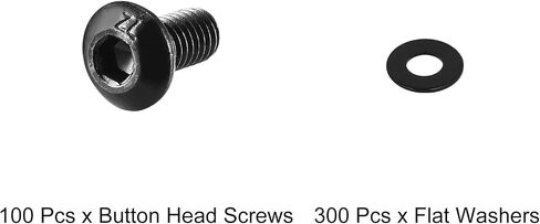 Uxcell M3x7mmx0.5mm غسالات مسطحة جوانات الفواصل 300 قطعة، M3x6mm الموضوع 10.9 سبائك الصلب زر رئيس عرافة المقبس غطاء برغي الترباس 100 قطعة in Saudi Arabia