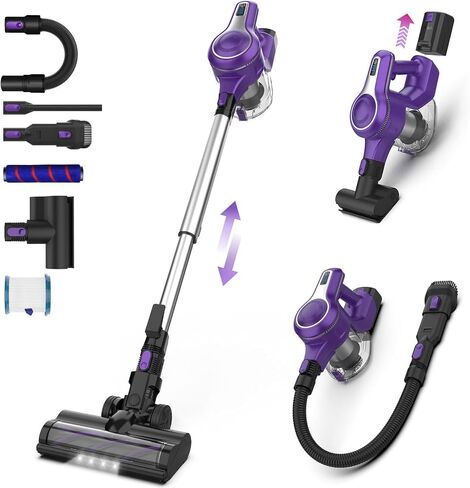Cordless Vacuum Cleaner, 10-in-1 30Kpa Powerful Cordless Stick Vacuum, Rechargeable Cordless Vacuum 45min Runtime, Lightweight Vacuum Cleaners for Home Carpet Floor Pet Hair (Blue) in Saudi Arabia