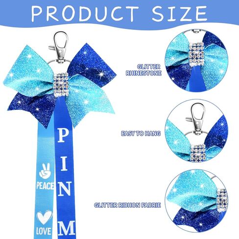 12PCS Cheer Pin Strap Pin Me Ribbon for Backpack Glitter Cheerleader Keychain Cheer Gifts Cheer Bow Pin Holder Bag in Saudi Arabia