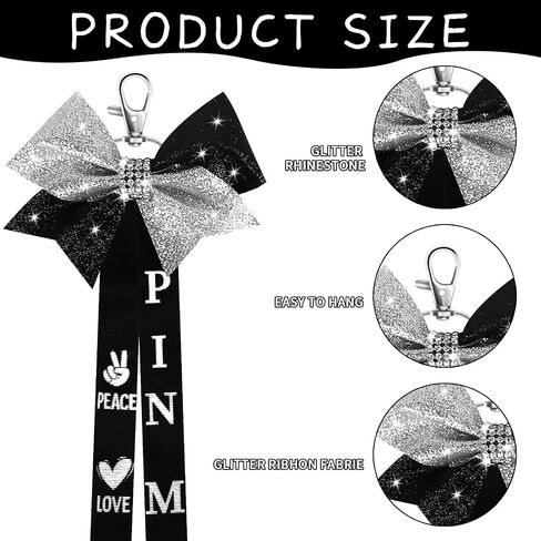 12PCS Cheer Pin Strap Pin Me Ribbon for Backpack Glitter Cheerleader Keychain Cheer Gifts Cheer Bow Pin Holder Bag in Saudi Arabia