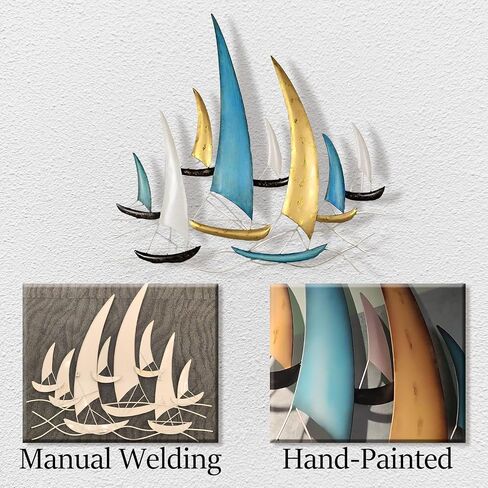 edaknez 3D ديكور جدار السفينة المعدنية، منحوتة جدار المراكب الشراعية المعدنية، فن جدار المحيط البحري الساحلي، زخرفة معلقة على شكل قارب مصنوعة يدويًا، لغرفة المعيشة وغرفة النوم في الأماكن المغلقة والخارجية (اللون الحديث) in Saudi Arabia
