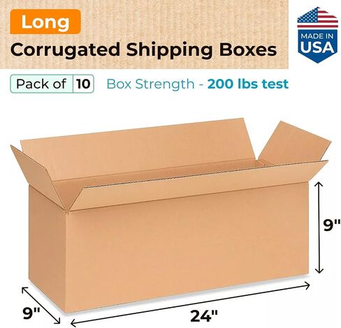 IDL Packaging Long Corrugated Shipping Boxes 24"L x 9"W x 9"H (Pack of 5) - Excellent Choice of Strong Packing Boxes for USPS, UPS, FedEx Shipping - Easy-to-Recycle Cardboard Boxes for Packaging in Saudi Arabia