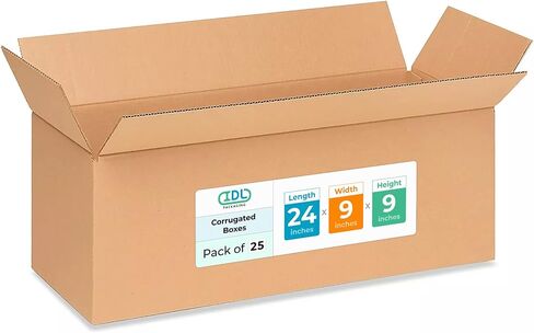 IDL Packaging Long Corrugated Shipping Boxes 24"L x 9"W x 9"H (Pack of 5) - Excellent Choice of Strong Packing Boxes for USPS, UPS, FedEx Shipping - Easy-to-Recycle Cardboard Boxes for Packaging in Saudi Arabia