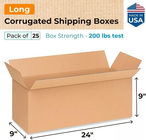 IDL Packaging Long Corrugated Shipping Boxes 24"L x 9"W x 9"H (Pack of 5) - Excellent Choice of Strong Packing Boxes for USPS, UPS, FedEx Shipping - Easy-to-Recycle Cardboard Boxes for Packaging in Saudi Arabia
