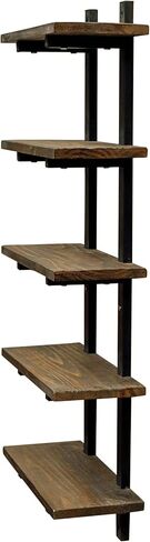 Alaterre Furniture Pomona 36" Tall 4-Shelf Metal and Solid Wood Bath Wall Shelf, Durable Natural Finish, Rustic Industrial Style for Any Room, Hangs Easily w/ EZ Drywall Anchors, 8" Deep in Saudi Arabia