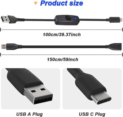 كابل تمديد USB DKARDU مع زر تشغيل/إيقاف، كابل شحن USB ذكر إلى USB أنثى يوفر البيانات والطاقة للكمبيوتر الشخصي والتلفزيون والسيارة ومروحة USB وشرائط LED وما إلى ذلك (عبوتان) in Saudi Arabia