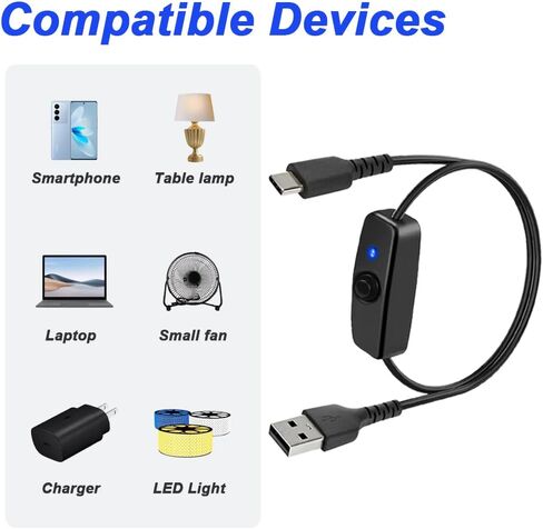 كابل تمديد USB DKARDU مع زر تشغيل/إيقاف، كابل شحن USB ذكر إلى USB أنثى يوفر البيانات والطاقة للكمبيوتر الشخصي والتلفزيون والسيارة ومروحة USB وشرائط LED وما إلى ذلك (عبوتان) in Saudi Arabia