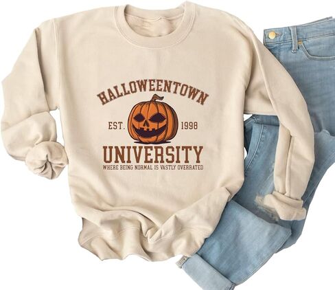Yimoya Vintage Halloween Sweatshirt for Women Dancing Skeleton Sweatshirt Cute Pumpkin Sweater Blouse Tops in Saudi Arabia