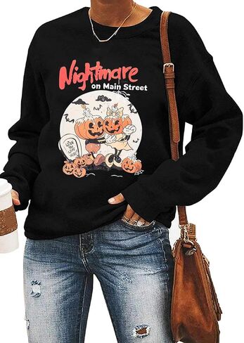 Yimoya Vintage Halloween Sweatshirt for Women Dancing Skeleton Sweatshirt Cute Pumpkin Sweater Blouse Tops in Saudi Arabia