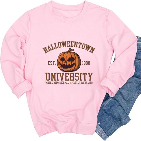 Yimoya Vintage Halloween Sweatshirt for Women Dancing Skeleton Sweatshirt Cute Pumpkin Sweater Blouse Tops in Saudi Arabia