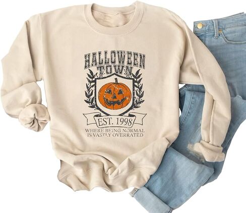 Yimoya Vintage Halloween Sweatshirt for Women Dancing Skeleton Sweatshirt Cute Pumpkin Sweater Blouse Tops in Saudi Arabia