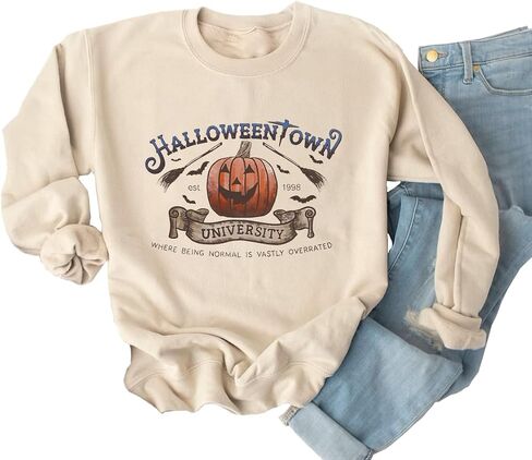 Yimoya Vintage Halloween Sweatshirt for Women Dancing Skeleton Sweatshirt Cute Pumpkin Sweater Blouse Tops in Saudi Arabia