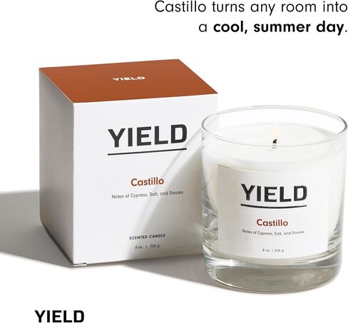 Yield 8oz. Scarpa Candle - Palo Santo, Leather, & Vetiver Scented Luxury Candle - Aromatherapy Essential Oils - Clean Burning Cotton Wick - 65 Hour Burn Time - Hand Poured in The USA - 8oz in Saudi Arabia
