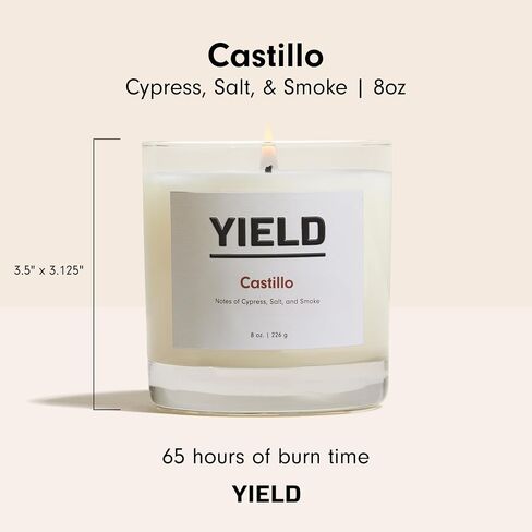 Yield 8oz. Scarpa Candle - Palo Santo, Leather, & Vetiver Scented Luxury Candle - Aromatherapy Essential Oils - Clean Burning Cotton Wick - 65 Hour Burn Time - Hand Poured in The USA - 8oz in Saudi Arabia