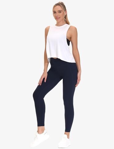 THE GYM PEOPLE Women's Cross Waist Workout Leggings Tummy Control High Waisted Athletic Yoga Pants with Pockets in Kuwait