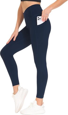 THE GYM PEOPLE Women's Cross Waist Workout Leggings Tummy Control High Waisted Athletic Yoga Pants with Pockets in Kuwait