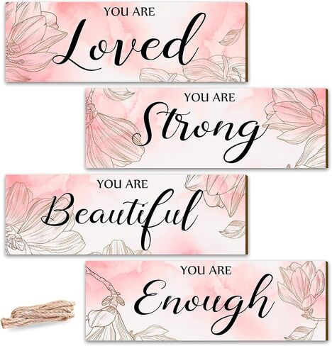 4 Pieces Eucalyptus Bathroom Wall Decor Sign for Home Spring Room Decor Relax Soak Unwind Breathe Farmhouse Eucalyptus Leaves Wall Art, Wood Bathroom Pictures Decorations Accessories in Saudi Arabia