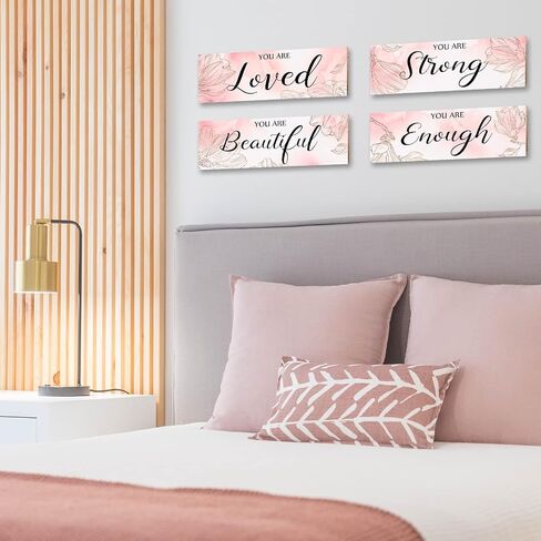 4 Pieces Eucalyptus Bathroom Wall Decor Sign for Home Spring Room Decor Relax Soak Unwind Breathe Farmhouse Eucalyptus Leaves Wall Art, Wood Bathroom Pictures Decorations Accessories in Saudi Arabia