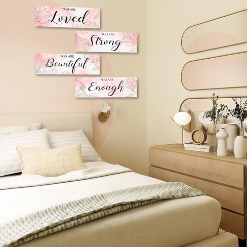 4 Pieces Eucalyptus Bathroom Wall Decor Sign for Home Spring Room Decor Relax Soak Unwind Breathe Farmhouse Eucalyptus Leaves Wall Art, Wood Bathroom Pictures Decorations Accessories in Saudi Arabia