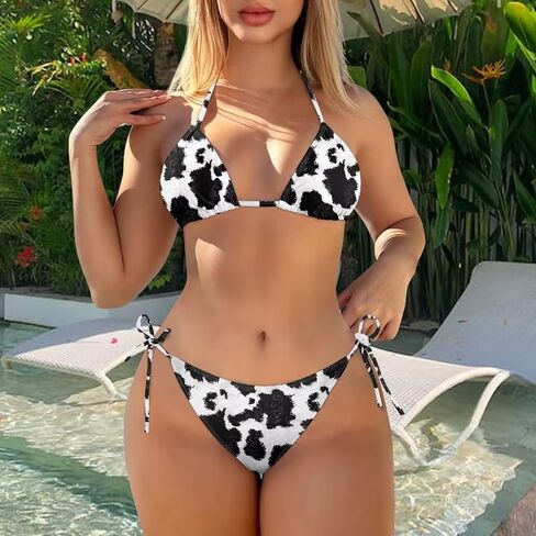 Women's Triangle Bikini Sets Tie Side Halter Bikini Sexy Bikini Set Bathing Suit Oversized Bandeau Swimsuits XS-2XL in Saudi Arabia