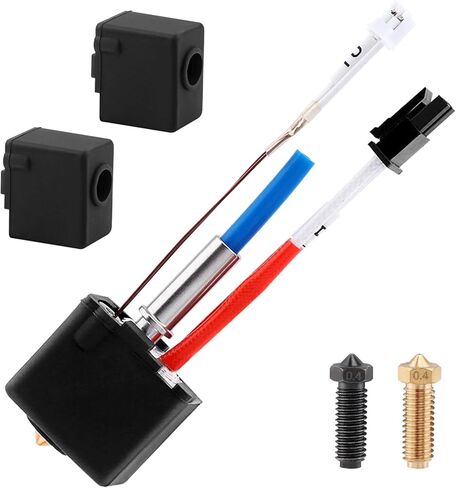 طقم بثق رأس الطباعة Hotend Hot End مع 2 غطاء كتلة سخان و2 فوهات صلبة من الفولاذ المقاوم للصدأ، Kobra 2 Plus/Neo/Pro/Max 3D أجزاء الطابعة طقم Hotend استبدال نهاية رأس الطباعة الطارد in Kuwait