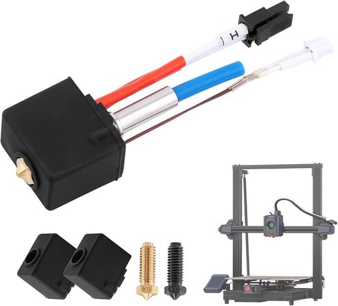 طقم بثق رأس الطباعة Hotend Hot End مع 2 غطاء كتلة سخان و2 فوهات صلبة من الفولاذ المقاوم للصدأ، Kobra 2 Plus/Neo/Pro/Max 3D أجزاء الطابعة طقم Hotend استبدال نهاية رأس الطباعة الطارد in Kuwait