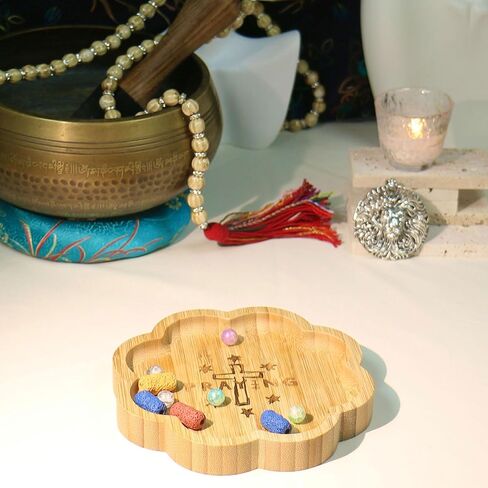 5.9 inchs Bamboo Offering Prayer Ritual Bowl Plate Great for Altar,Meditation,Incense Sticks,Candle,Crystal,Jewelry,Yoga Smudging Decoration(Tree of Life) in Saudi Arabia