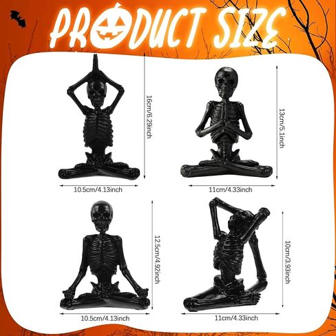 4 قطع هياكل عظمية لليوجا مجموعة تمثال من الراتنج هيكل عظمي يوجا لديكور المنزل زن منحوتات التأمل الروحي تمثال جمجمة تمثال هيكل عظمي للهالوين ديكور للطاولة in Kuwait