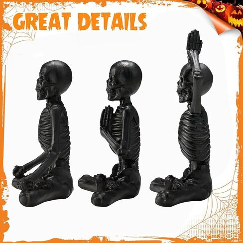 4 قطع هياكل عظمية لليوجا مجموعة تمثال من الراتنج هيكل عظمي يوجا لديكور المنزل زن منحوتات التأمل الروحي تمثال جمجمة تمثال هيكل عظمي للهالوين ديكور للطاولة in Kuwait