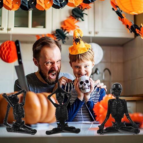 4 قطع هياكل عظمية لليوجا مجموعة تمثال من الراتنج هيكل عظمي يوجا لديكور المنزل زن منحوتات التأمل الروحي تمثال جمجمة تمثال هيكل عظمي للهالوين ديكور للطاولة in Kuwait