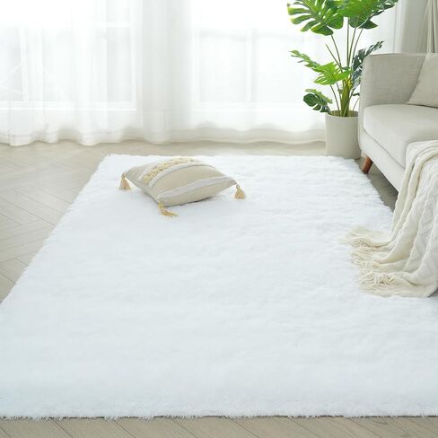 Luxury Fluffy Area Rugs, Super Soft Shaggy 4x6 Feet Rug for Bedroom Living Room, Upgrade Anti-Skid Durable Tie-Dyed Indoor Grey Carpets in Saudi Arabia