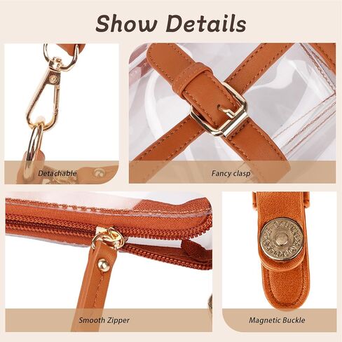 حقيبة شفافة من فيسيالي لمناسبات الاستاد للنساء، حقيبة كروس شفافة صغيرة معتمدة من الاستاد للحفلات الرياضية in Kuwait