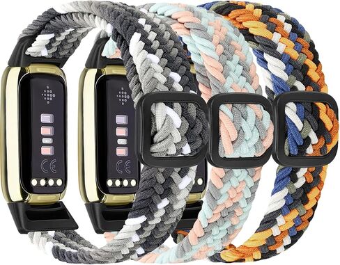 Elastic Braided Solo Loop Band Compatible with Fitbit Luxe, Stretchy Straps Nylon Sport Wristband for Women Men, 3 Packs in Saudi Arabia