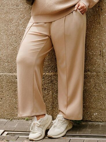 Hanna Nikole Plus Size Sweatpants for Women Drawstring Elastic Waist Casual Pants Wide Leg Lounge Pants with Pockets in Saudi Arabia