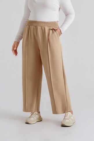 Hanna Nikole Plus Size Sweatpants for Women Drawstring Elastic Waist Casual Pants Wide Leg Lounge Pants with Pockets in Saudi Arabia