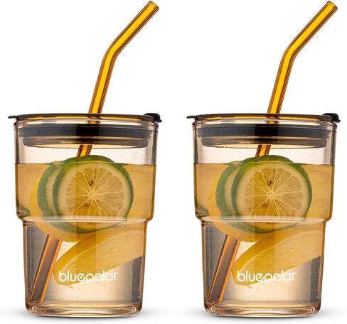 13oz/400ml Glass Water Tumbler with Straw and Lid Sealed Carry On Thick Wall Iced Coffee Cup Glass Cup for Water, Iced Tea Fruit Juice Etc(Aurora White in Saudi Arabia