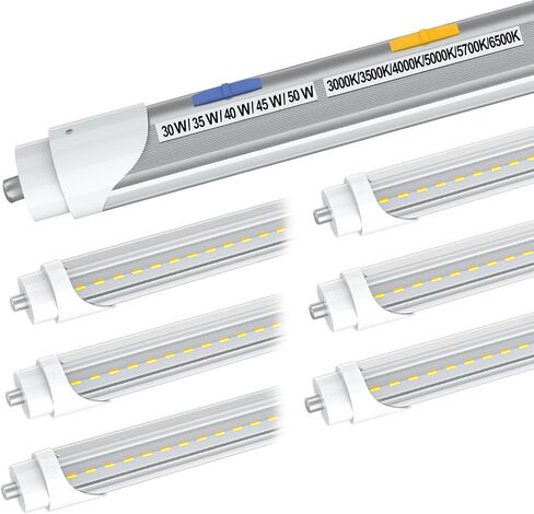 مصابيح T8 T12 LED الأنبوبية 4 أقدام، 5 طاقة (10 وات - 24 وات) و 6 CCT (3000 ك - 6500 ك) الكل في 1، التوصيل والتشغيل أو تجاوز الصابورة، استبدال أنبوب الفلورسنت T8 4 قدم، أنبوب إضاءة متين من النوع A+B، ETL DLC (6 عبوات) in Saudi Arabia