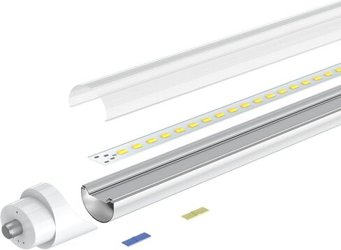 مصابيح T8 T12 LED الأنبوبية 4 أقدام، 5 طاقة (10 وات - 24 وات) و 6 CCT (3000 ك - 6500 ك) الكل في 1، التوصيل والتشغيل أو تجاوز الصابورة، استبدال أنبوب الفلورسنت T8 4 قدم، أنبوب إضاءة متين من النوع A+B، ETL DLC (6 عبوات) in Saudi Arabia