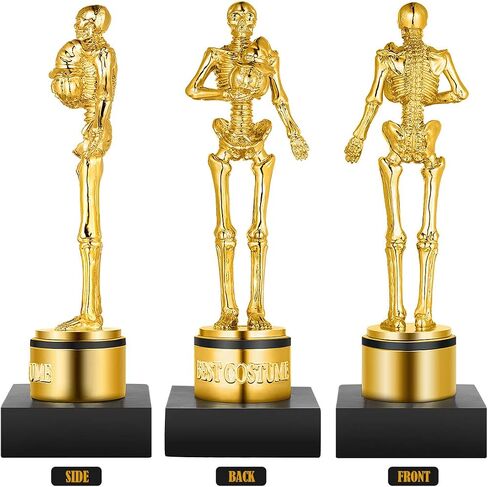 Toyvian 8.5" Halloween Best Costume Skeleton Trophy Awards, Resin Golden Bones Game Awards Skull Party Favor Prizes Halloween Costume Contest Trophies School Classroom Rewards Treats for Kids Adults in Saudi Arabia