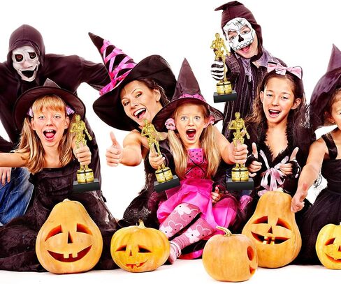 Toyvian 8.5" Halloween Best Costume Skeleton Trophy Awards, Resin Golden Bones Game Awards Skull Party Favor Prizes Halloween Costume Contest Trophies School Classroom Rewards Treats for Kids Adults in Saudi Arabia