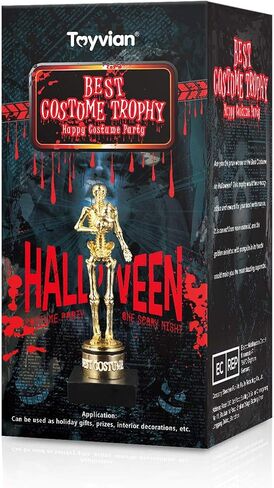 Toyvian 8.5" Halloween Best Costume Skeleton Trophy Awards, Resin Golden Bones Game Awards Skull Party Favor Prizes Halloween Costume Contest Trophies School Classroom Rewards Treats for Kids Adults in Saudi Arabia