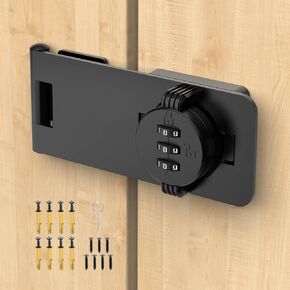 Cabinet Lock with Combination, 3-Digit Combination Drawer Lock, 4.5'' Keyless Home Safety Slide Door Lock for Small Doors, Lockers, Refrigerators, Cabinet Doors, Closets, Barn Doors (2, Black)