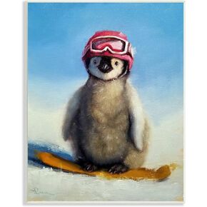 Stupell Industries Snowy Penguin Chick Snowboarding Sports Red Goggles, Design by Lucia Heffernan, Blue, 30 x 40